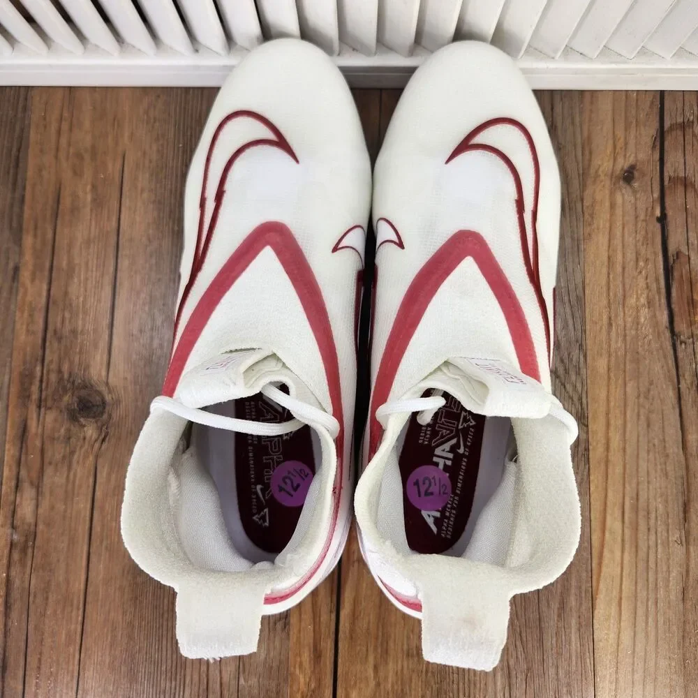 Nike Alpha Menace Elite 3 Mens Size 12.5 White Red Football Cleats DM1792-100